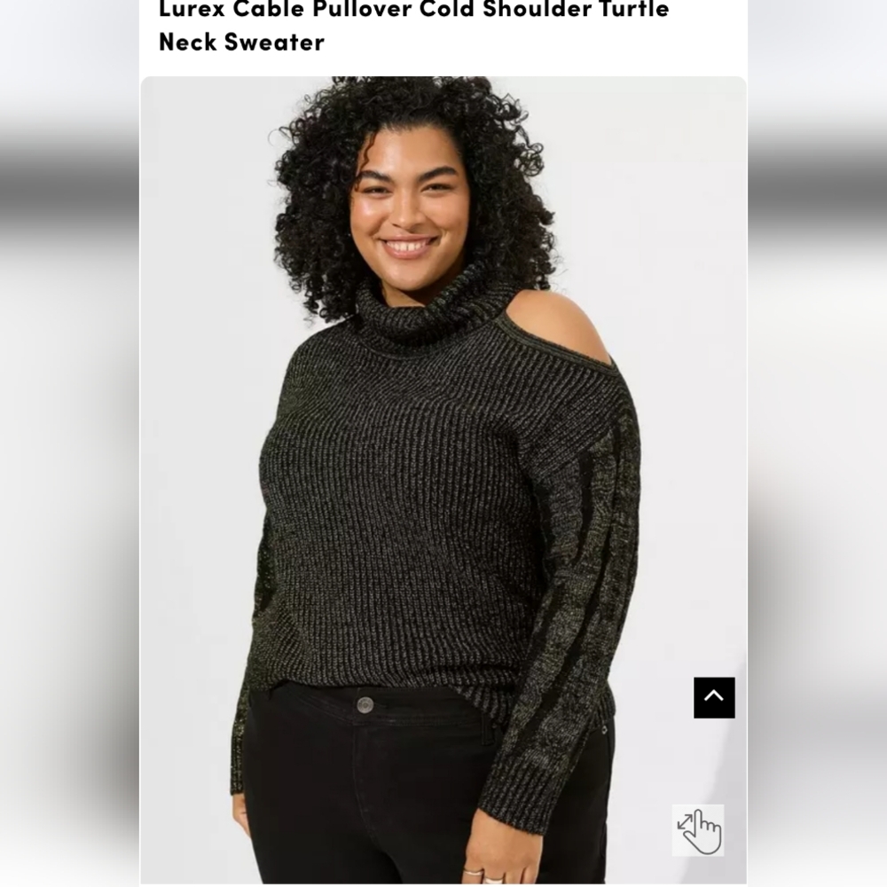 Torrid Black Lurex Cold Shoulder Turtleneck Sweater